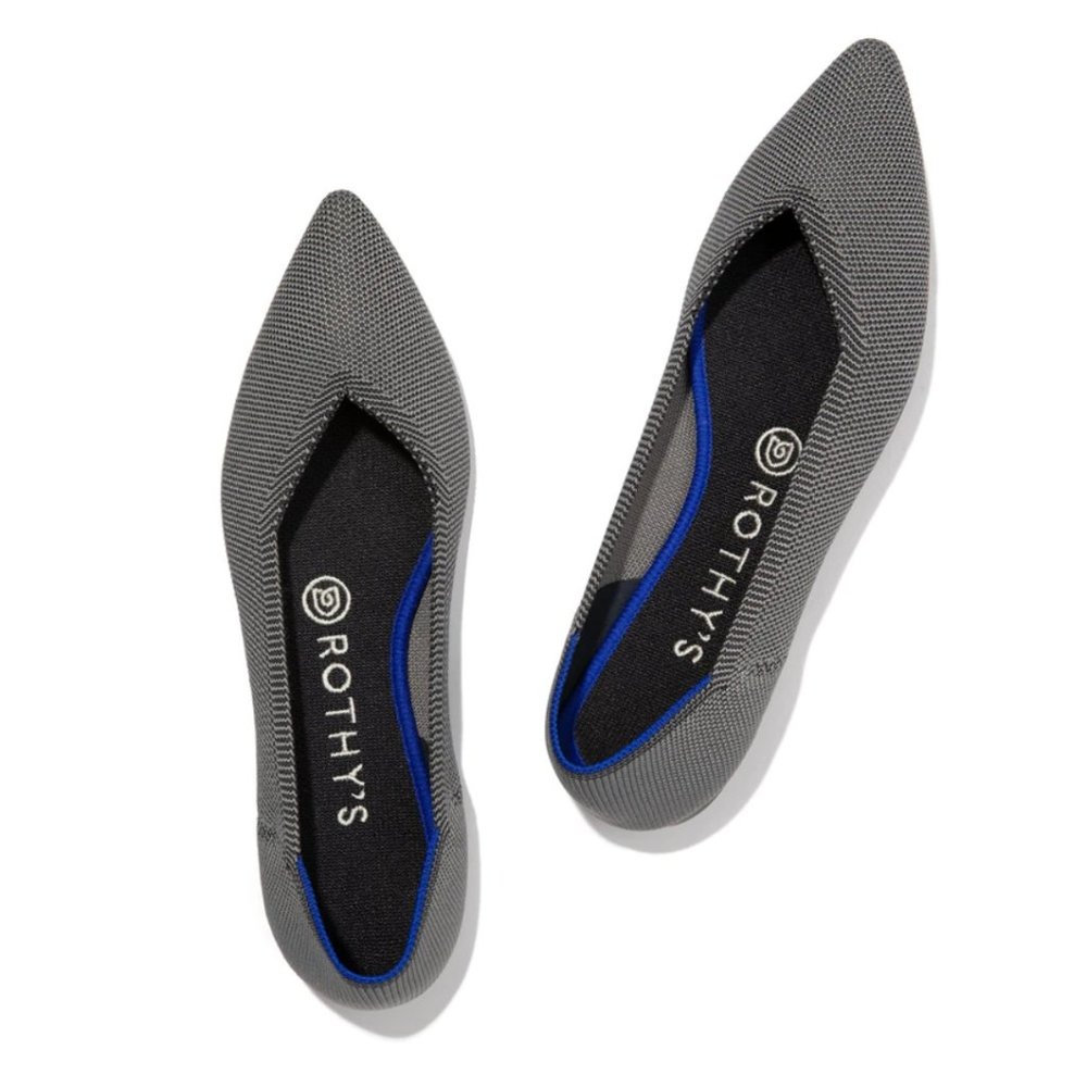 Rothy's "The Point" Flat in Cloud Grey Birdseye 10